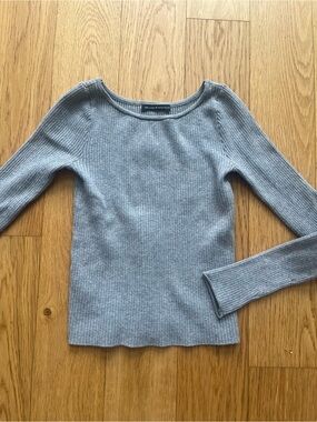 Brandy Melville Jennie Ribbed Long Sleeve Top - Grey